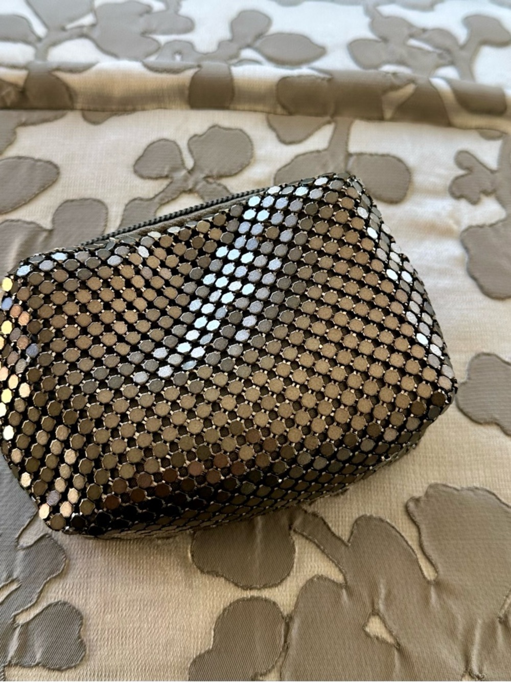 Source Unknown Shiny Silver Mesh Cosmetic Pouch